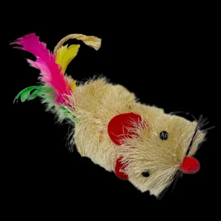Juguete Ratón con Plumas de Colores
